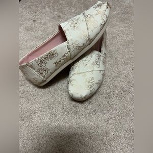 Toms Gold Foil Flower Classic Alpargata